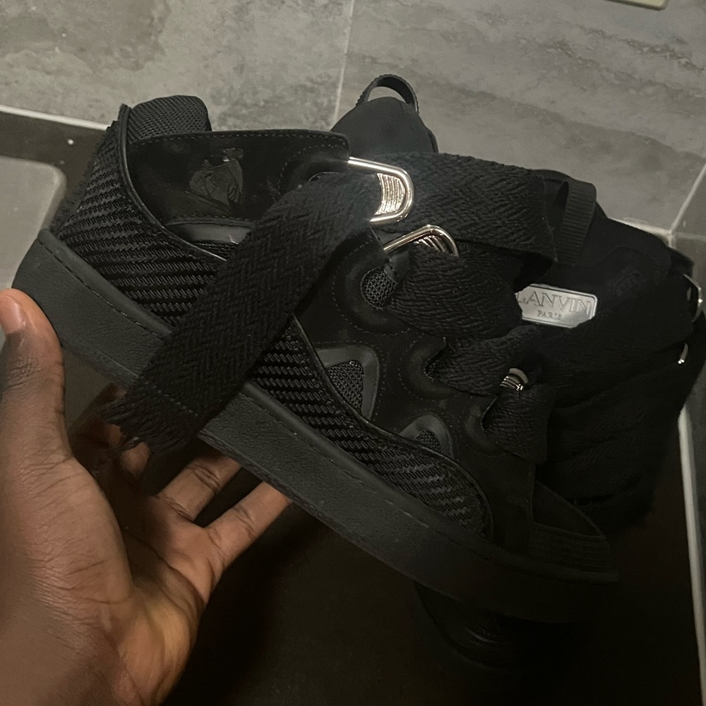 Lanvin Black Textured Sneakers